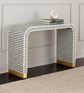 โต๊ะคอนโซลฝังกระดูกประดับโมเสคแกะสลักลายดอกไม้ด้วยมือ - Product Image 4