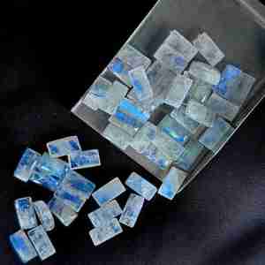 8x16mm Arco Iris piedra lunar rectángulo corte cabujón piedra preciosa blanca Natural para suministros de joyería piedras preciosas sueltas - Product Image 2