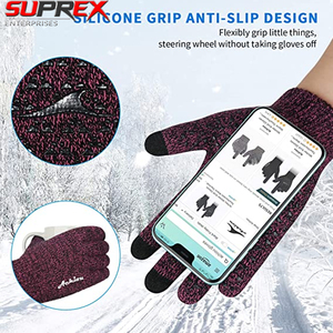 Custom Winter <b>Touchscreen</b> Knit <b>Gloves</b> Thermal Anti-Slip Warm Outdoor Eco-Friendly Full Finger Soft Stretch Windproof Cold - Product Image 3