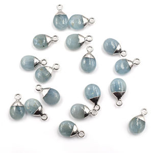 จี้รูปหยดน้ำอความารีน11-13มม. ทองเหลืองชุบเงิน18K พร้อมจี้ประกันตัวอัญมณีอัญมณี - Product Image 5