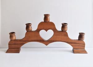 เชิงเทียนไม้หกคอลัมน์เหมาะสำหรับตกแต่งบ้านโต๊ะกลางและโคมไฟเทศกาลทำด้วยมือจากอินเดีย - Product Image 2