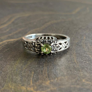 Designer Fashionable Vintage <b>Ring</b> with <b>Peridot</b> (3.0 Grams) Gold Plated Inlay Tarnish-Free for Engagement Stylish - Product Image 1