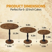 Support à gâteau rond en bois et métal fait main, écologique, le plus vendu, avec piédestal en tuyau de fer noir pour présentation de nourriture lors de fêtes