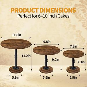 Support à gâteau rond en bois et métal, best-seller, avec piétement en tuyau de fer noir, pour buffet et présentation de nourriture lors de fêtes - Product Image 6