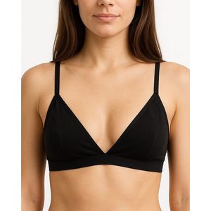 Bralette Triangular Inalámbrico 150 - Diseño Floral Sólido, Una Pieza, Acolchado, Transpirable, Push-Up, con Broches, Estampado de Algodón, Color Negro - Product Image 2