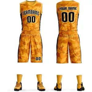 Basketbal Uniform Shirt Oem Custom Groothandel Ontwerp Sublimatie Omkeerbare Mand Bal Vesten Set Shirt Heren Basketbal Short