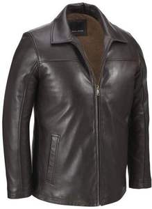 Veste en cuir véritable pour homme sur mesure, col montant, couleur unie, logo sur le devant, imperméable, coupe-vent, doublée de laine pour l'hiver - Product Image 3