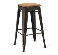 Tabouret de bar multifonctionnel en métal et bois, couleur personnalisable, style industriel classique, pour intérieur et extérieur