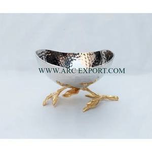 Cuenco decorativo para servir comida de mesa hecho a mano más vendido, plato y cuenco hechos a mano de Color dorado y blanco a precio razonable - Product Image 6