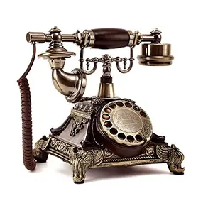 铜复古风格旋转复古老式旋转表盘家用和办公室电话功能仿古风格电话-