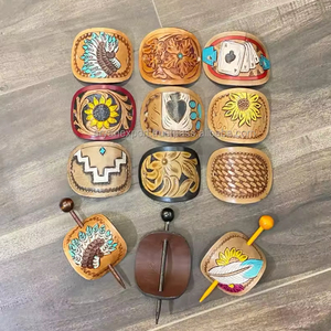 Pasadores de pelo de diseño de cesta de cuero genuino occidental de alta calidad para mujer - Product Image 3