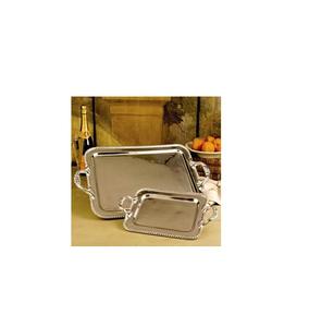 Bandeja DE SERVICIO DE METAL rectangular con asas fuertes y acabado elegante hecho para servir aperitivos o exhibición decorativa - Product Image 1