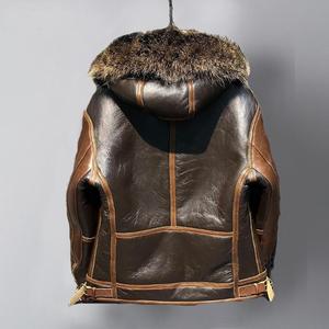Hot Selling Customized Design Men's Winter Leather <b>Jackets</b> Best Plus Size Sheepskin Fur Bomber Overcoat Embroidery <b>Smart</b> Wear - Product Image 3