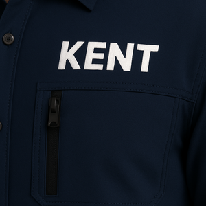 Camisa de pescador de manga larga bordada personalizada Camisa de pesca de sarga de PC duradera con bolsillos Ropa de equipo transpirable para exteriores y navegación - Product Image 4