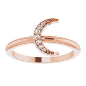 Stuller Gold-Plated 14K Rose Gold Crescent <b>Ring</b> Stackable Eternity Trendy Geometric Number Diamond Religious Claw Gift for Any - Product Image 3