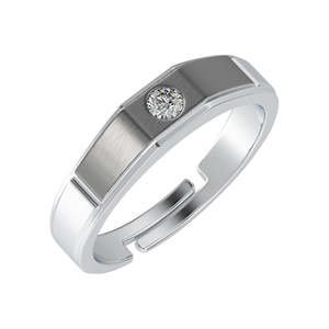 NOVAMART Fine Geometric Diamond-Rimmed 925 Sterling <b>Silver</b> Rocco <b>Adjustable</b> <b>Ring</b> for Women and Girls Wholesale Export - Product Image 1