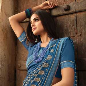 Sari de Georgette para Fiesta de Bollywood Pakistaní, Diseño de Alta Costura para Adultos, Nuevo Sari Indio Estampado con Encaje de Alta Calidad - Product Image 6