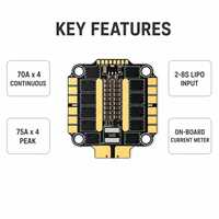 FT60-110A 4In1 ESC AM32 Firmware Pengontrol Kecepatan Elektronik Tanpa Sikat Dshot300Dshot600 Meteran Arus 2-8S LipoKompatibelRCModels