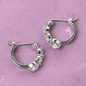 NOVAMART Fine 925 Sterling <b>Silver</b> <b>Drop</b> <b>Earrings</b> 3 Stones Hoop Huggies Bali Style Rose Gold 14K/18K Hook Trendy Jewelry Main Whol - Product Image 3