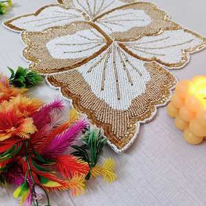 <b>Beaded</b> <b>Placemat</b> Handmade Round Charger for Luxury Dining & Holiday Decor Unique Piece Handmade <b>Beaded</b>, <b>Placemat</b>, Housewarming - Product Image 4