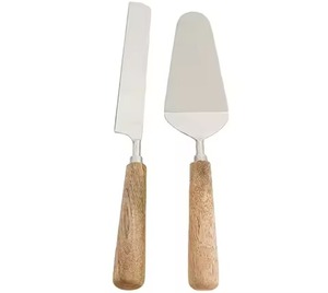 Juego de cuchillo y servidor de pastel de acero inoxidable hecho a mano con mango de diseño moderno de latón de alta calidad - Product Image 5