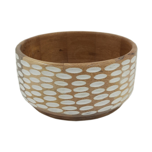 Tazón Redondo de Madera de Color Blanco con Puntos, Vajilla Natural, Precio de Mayoreo, Personalizable - Product Image 1