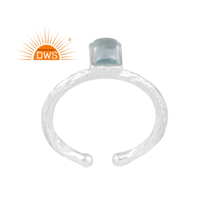 แหวนพลอยบุษราคัมสีฟ้า925ละเอียดปรับได้แหวนเงินแท้ปรับได้ตามต้องการ - Product Image 1