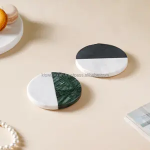 Simple & Trendy Custom Round Wooden & <b>Marble</b> Coaster & Eco-Friendly Durable Mats & Pads - Product Image 5