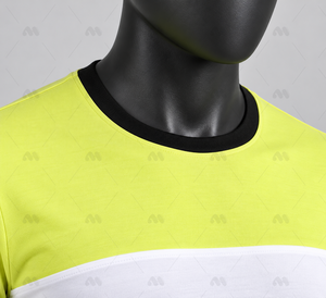 Camiseta de Manga Corta para Hombre, Cuello Redondo, Corte Regular, Transpirable, Tejido de Punto, 100% Poliéster, Casual, Blanca y Amarilla - Product Image 2