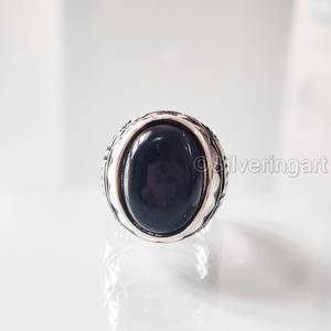 Anillo de Plata de Ley 925 para Hombre, con Piedra de Ónix Negro Natural, Piedra de Nacimiento de Diciembre, Todas las Tallas, Joyería Pesada para Fiestas, Venta al por Mayor - Product Image 4