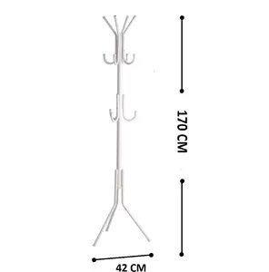 Coat Stand 12 Hooks Clothes Umbrella Accessories Holder Stable Weighted Base Easy Assembly Metal Coat Racks