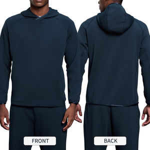 Sweat à capuche d'hiver pour homme 100% coton molletonné écologique brodé impression numérique séchage rapide coupe ample course unie - Product Image 6