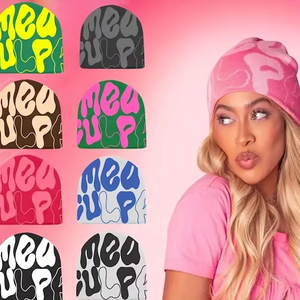 Gorro de punto jacquard de punto OEM, gorro con diamantes de imitación y calavera personalizada Y2K mea culpa, gorro para mujer - Product Image 5