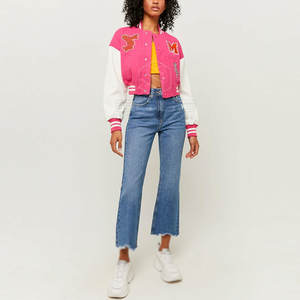 Top Quality <b>Women</b> Cropped Varsity <b>Jackets</b> With Long <b>Sleeves</b> Best Varsity <b>Jackets</b> for Ladies - Product Image 5