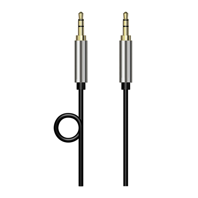 Custom Grey Metal Shell 24 K Gold Plated Male-Female Car Headphone Cable 3.5mm Nylon Jacket Audio Earphones Video Extension