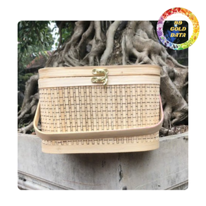 Large bamboo picnic <b>basket</b> with <b>handle</b> | For picnic preparation and gift | Big and <b>small</b> size available - Product Image 3