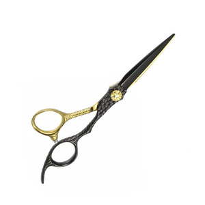 Ciseaux de coupe de cheveux couleur noir et or Ciseaux de coupe de cheveux en acier allemand pour salon et usage domestique - Product Image 2