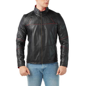 Blouson d'aviateur en cuir PU souple coupe ajustée à usage quotidien pour hommes avec col montant look sportif imperméable respirant hiver - Product Image 6