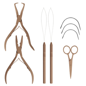 Handtied <b>Hair</b> Extension Tool Kit Skin &White Beads Pulling Loop Hook Tools Weft Extension Pliers Multi-Purpose <b>Hair</b> <b>Care</b> <b>Styling</b> - Product Image 1