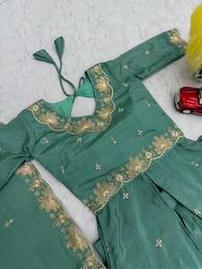 Set Salwar Sutra Chinon Hijau Teal Bordir, Laris Manis, Bahan Stretchable Anti Kusut untuk Wanita, Pakaian Pesta, Etnik, dan Pengantin - Product Image 4