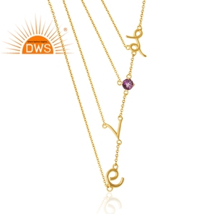 El mejor diseño de Plata de Ley 925, colgante de piedras preciosas de amatista natural chapado en oro de 18 quilates, fabricante de joyas de diseño personalizado - Product Image 1