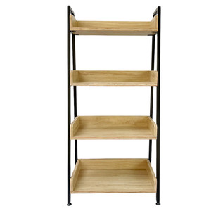 Étagère à livres en contreplaqué à 4 niveaux de style industriel CASAN, minimaliste et gain de place, avec structure en fer pour la maison, le bureau, l'atelier, la chambre - KS68114 - Product Image 2