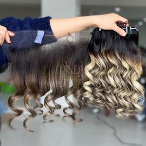 ช่อผมดิบแบบมีผมหยักศกพร้อมผมด้านหน้าและมัดเพื่อทำวิกผม - Product Image 2