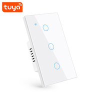 Interrupteur mural tactile intelligent Tuya WiFi 3 voies, norme américaine, sans fil neutre requis, compatible avec Alexa Google Home PST-TY-U3