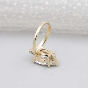 Yellow Gold Pear Shape <b>Diamond</b> <b>Ring</b> with Side Stone Accent - Product Image 5