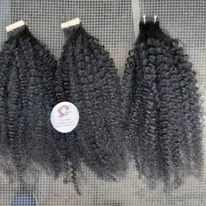Raw Burmese Curly Hair Of Tape In Made From 100% Human Hair Extensions Super Smooth Super Shiny No Chemcal No Plastic Or Lice