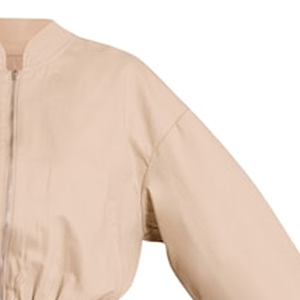 Chaqueta Bomber Corta de Lana con Dobladillo Burbuja, Unisex, Cuello en V, Cremallera Completa, Estilo Casual de Primavera, con Logo Frontal, Ropa Exterior Urbana de Moda - Product Image 3