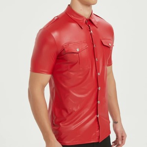 Chemises en cuir véritable pour hommes de qualité supérieure, vente en gros, chemise en cuir véritable de qualité supérieure, légère, design personnalisé à manches courtes - Product Image 4