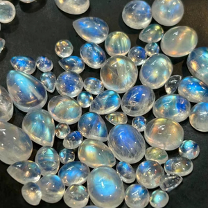 Mehrajudin Gems - Gemas Sueltas de Piedra Lunar Arcoíris Ovalada Natural Transparente con Efecto de Juego de Color, Lote de Piedras de Nacimiento de Junio - Product Image 1