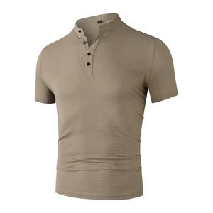 Nueva Camiseta Polo de Manga Corta para Hombre, Estilo Casual de Negocios, Color Sólido con Diseño de Flor de Hueso, Transpirable, Cómoda y Versátil para el Verano - Product Image 4